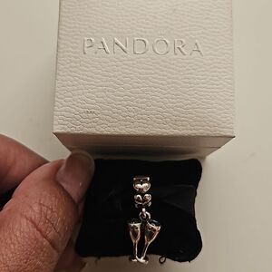 Pandora Authentic Dangle Champagne Heart Charm Silver